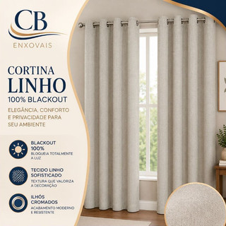 Cortina em Tecido linho Blackout Blecaute 100% Corta Luz Janela Quarto Sala