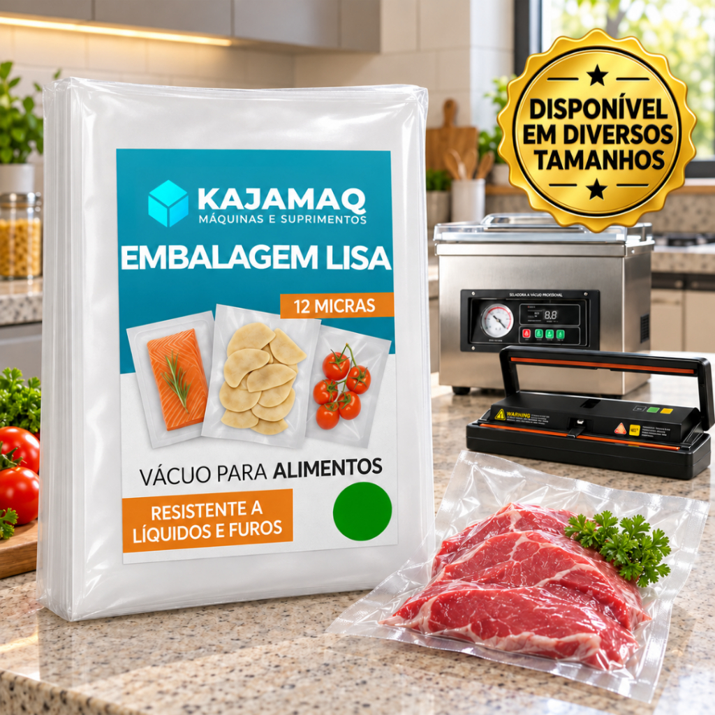 100 Unidades Embalagem Lisa a Vácuo Uso Alimentício Conservação de Alimentos