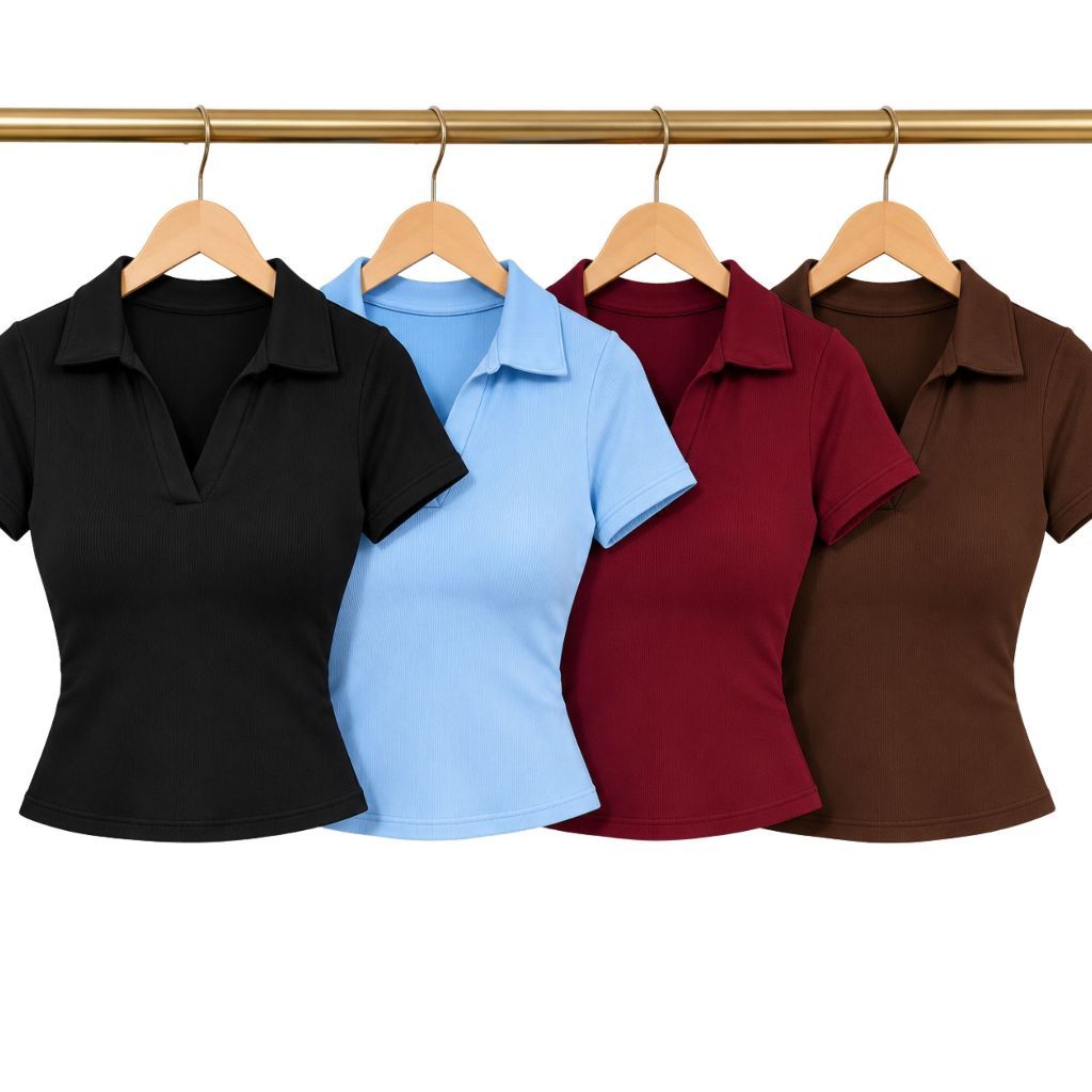 Blusa Polo Feminina Ribana Canelada Que Modela O Corpo P M G GG