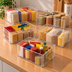 Kit 5 Caixas Cesta Organização Itens Multiuso Acrílico Resistente