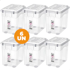 Kit 6 Caixas Organizadoras Transparentes 26,5L Top Stock Sanremo