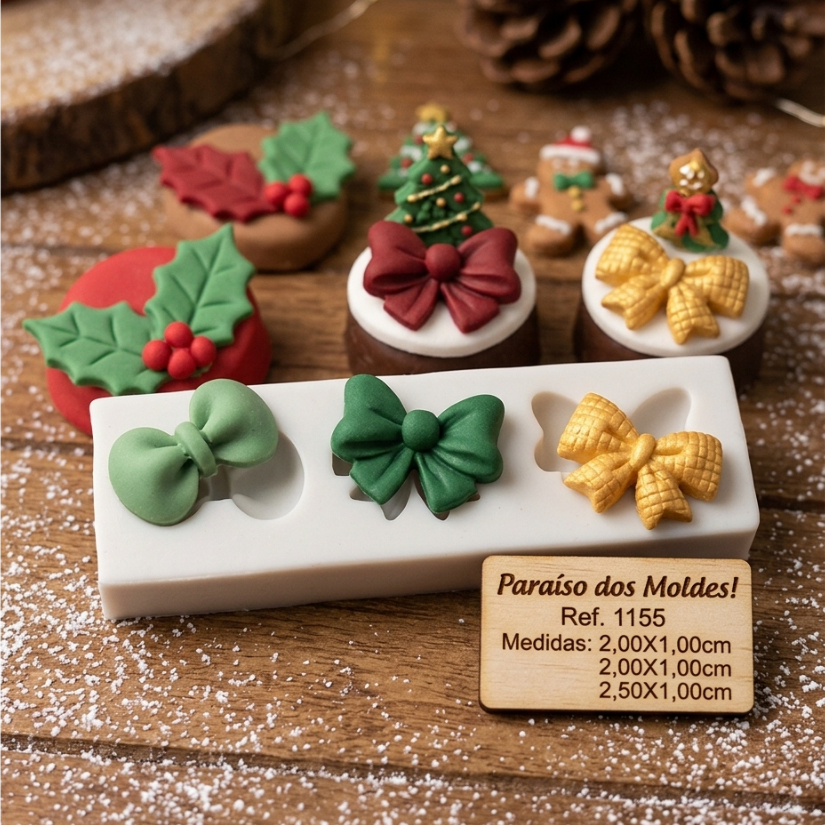Molde De Silicone Trio Laços Gaby Molde Para Confeitaria Molde Para Biscuit 1155