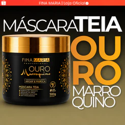 Hidratação Intensa Mascara Teia Ouro Marroquino 500g | Com Óleos de Argan e Marula Efeito Desmaia Fios | Fina Maria