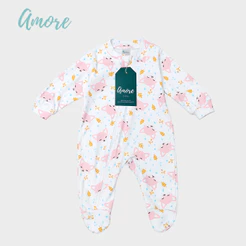 Macacão de Bebê Pezinho Raposinha Rosa Suedine 100% Algodão