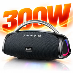 Caixa De Som Bluetooth 300w Graves Potentes Bass Boost Alta Potencia Potatil Bombox Bivolt, Com Leds RGB