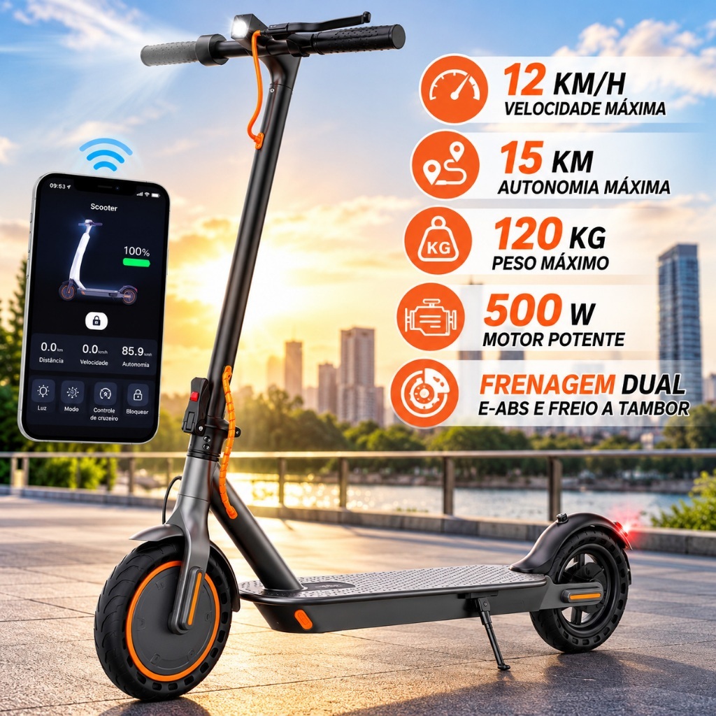 Patinete Elétrico 350W, Sistema de Freio Duplo, Display LED Inteligente,4 Modos,Farol Brilhante,Design Dobrável Portátil