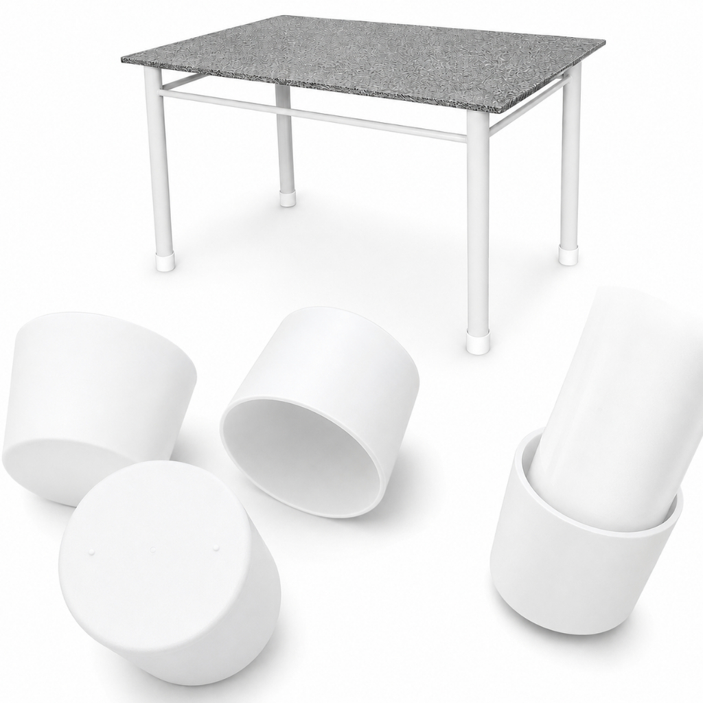Ponteira De Mesa Tubular Capa Protetora Pé Mesa Tampo De Granito Kit com 4 Pés de Mesa c/3 Polegadas