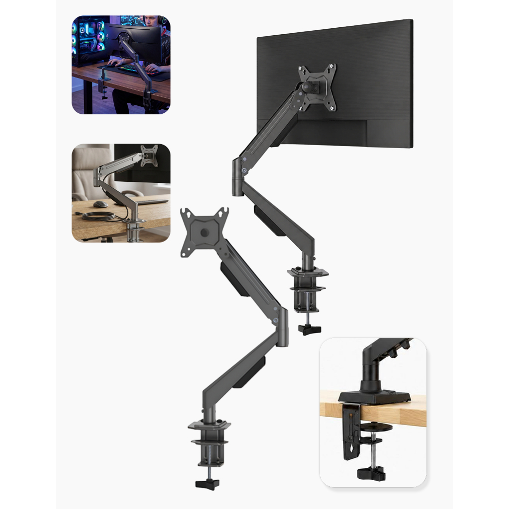 Imagem Suporte Duplo Bi-Articulado Sonn para 2 Monitores 13-32": Ferro, Ajuste Total Ergonômico, VESA.