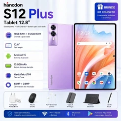 Hancdon Tab S12 Plus 12.8"Tela FHD [16+512GB] | Bateria 10,000mAh | WiFi/5G LTE Ideal para estudos e entretenimento
