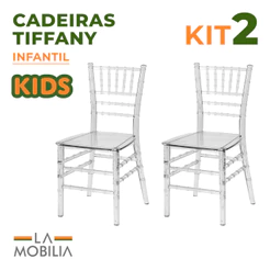 Kit 2 Cadeiras Infantil Policarbonato Transparente Cristal para Brinquedoteca e Eventos