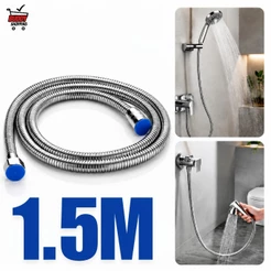 Mangueira de Chuveiro 1,5m Plástica Flexível Universal Prata ou Preta para Ducha de Banheiro