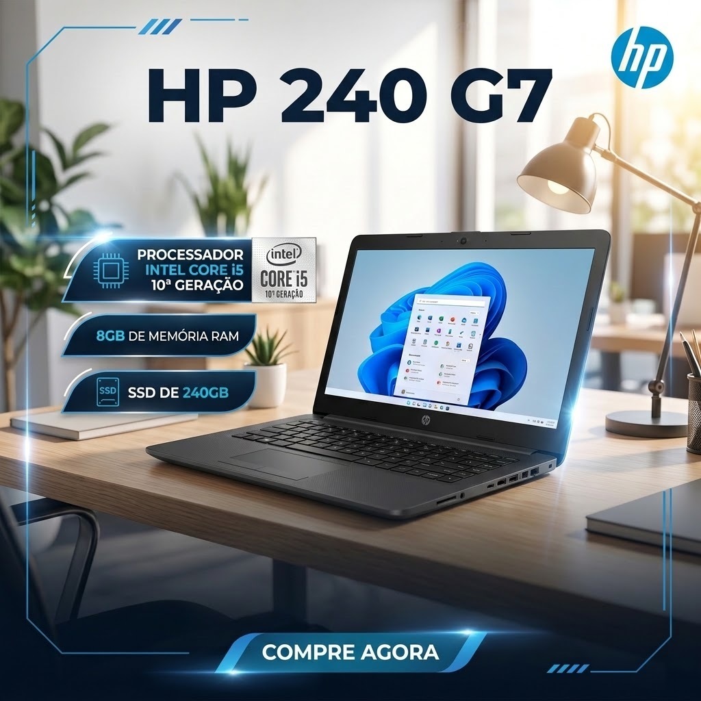 Notebook HP 240 G7 – Intel Core i5 10ª Geração - 08GB de Memória -  SSD 240GB (GARANTIA)
