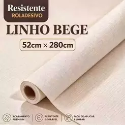 Papel de Parede Linho Bege Relevo Profundo - Rolo 2.8m x 53cm - Vinílico Anti-Rasgo