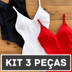 Kit 3 Body Feminino Alcinha com Bojo Regata Suplex