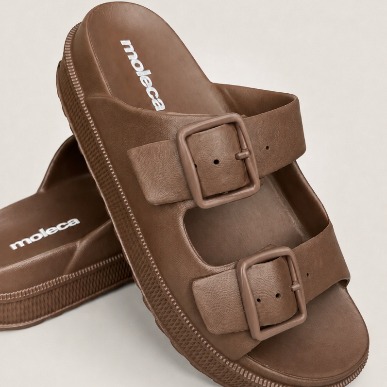 Papete Feminina Plataforma Birken Moleca Flatform  Fivelas Ajustáveis Sandália Casual Confortável Moderna Dia a Dia