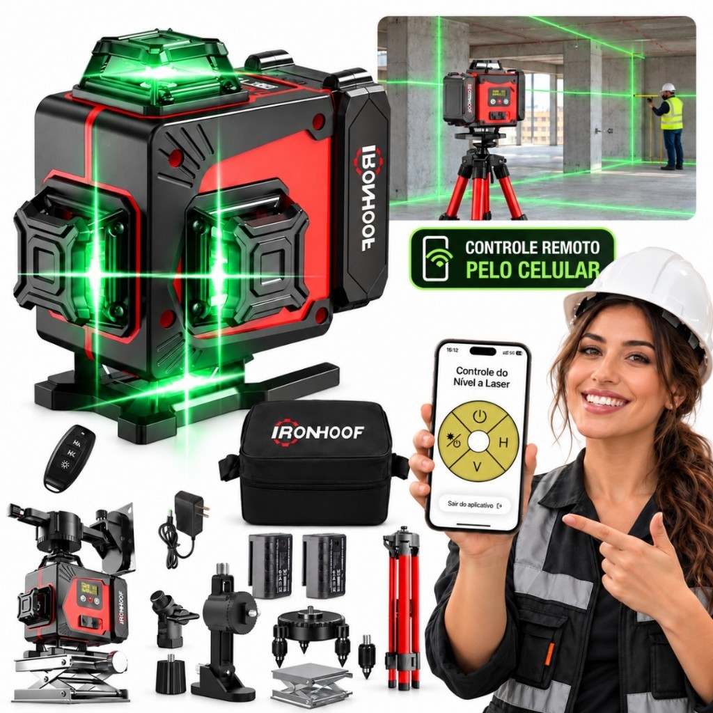 Nivel A Laser Profissional 16 Linhas Verde Autonivelante 360 Grau