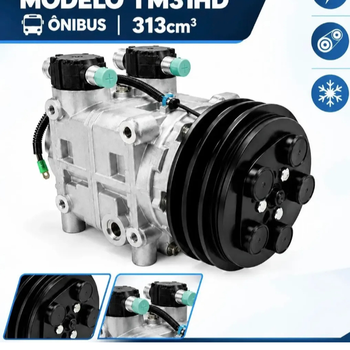 Compressor Ônibus Tm31 Polia 2a 158mm 24v 4 Furos Passantes