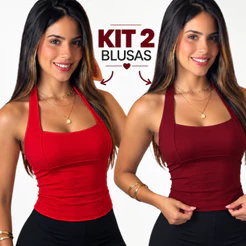 KIT 2 BLUSAS FEMININA TOP HALTER CROPPED AJUSTADO FRENTE ÚNICA COSTA NUA CASUAL MODA VERÃO ACADEMIA 2026