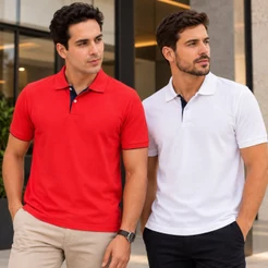 Camiseta Polo Manga Curta Casual Slim Malha Algodão Ogochi Original