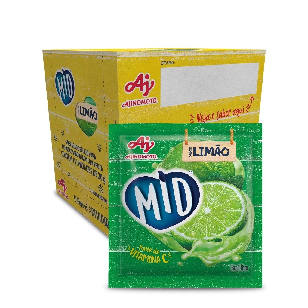 Imagem Kit Refresco em Pó MID® Sabor Limão Com 15 Unidades de 20g