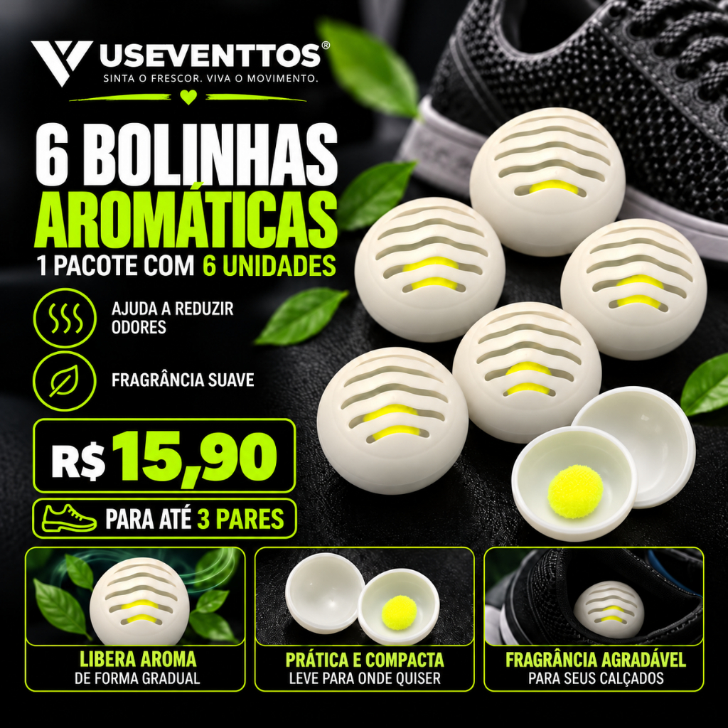 6 Bolinhas Aromáticas para Tênis e Sapatos | Ajuda a Reduzir Odores | Useventtos