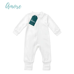Macacão de Bebê Vira Pé Amore Bege 100% Algodão