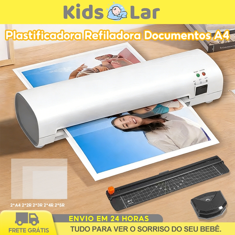 Plastificadora e Laminadora A4 10 Bolsas De Plástico+Cortador De Papel Função+ Fria E Quente + Abs Anti-Atolamento 220V em Oferta na Shopee