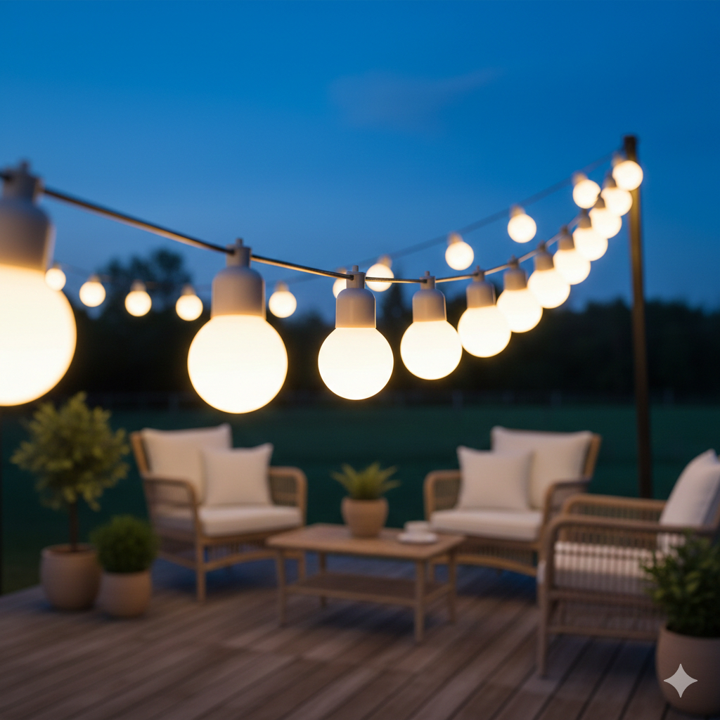 Lâmpada Varal De Luzes Festão Gambiarra Bolinha 15w 220v leitosa