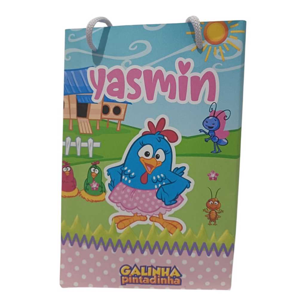 Sacolinha Personalizada com nome e idade (cabe Pipoca) Galinha Pintadinha Surpresa Festa Aniversário Lembrancinhas