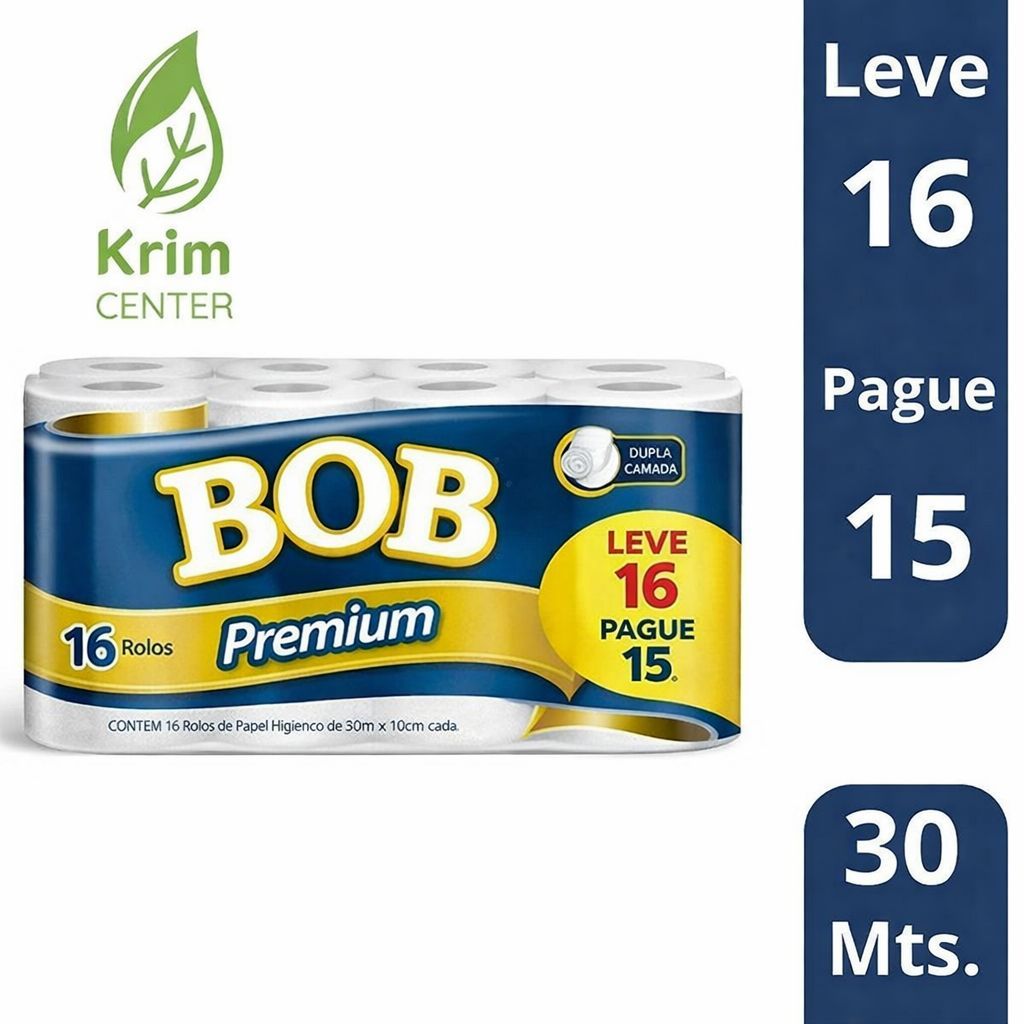 Papel Higiênico Bob Premium C/16 UN Folha Dupla 30 Metros