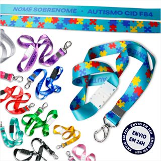 Cordão Autista Personalizado com Nome e CID Colorido com Trava de Segurança em 11 Cores em Oferta na Shopee