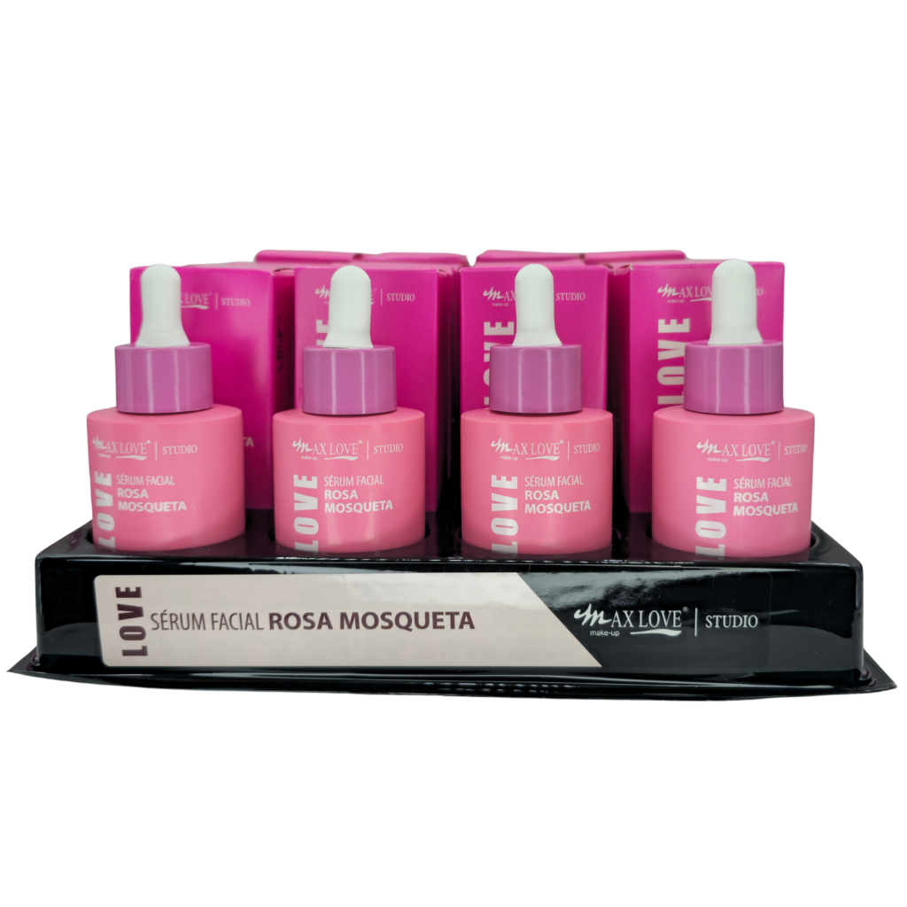 BOX C/ 24 SÉRUM ROSA MOSQUETA MAX LOVE — HIDRATAÇÃO INTENSA • NUTRIÇÃO • REGENERAÇÃO