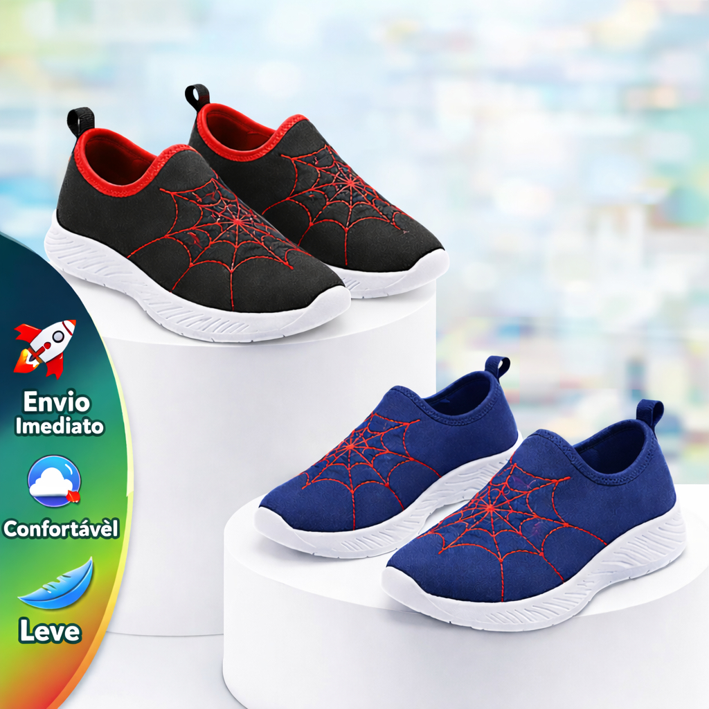 Tênis Infantil Masculino Calce Fácil Menino Preto e Azul Marinho