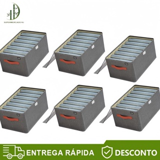 Caixa de armazenamento de roupas cinza dobrável à prova d'água com tampa transparente em Oferta na Shopee