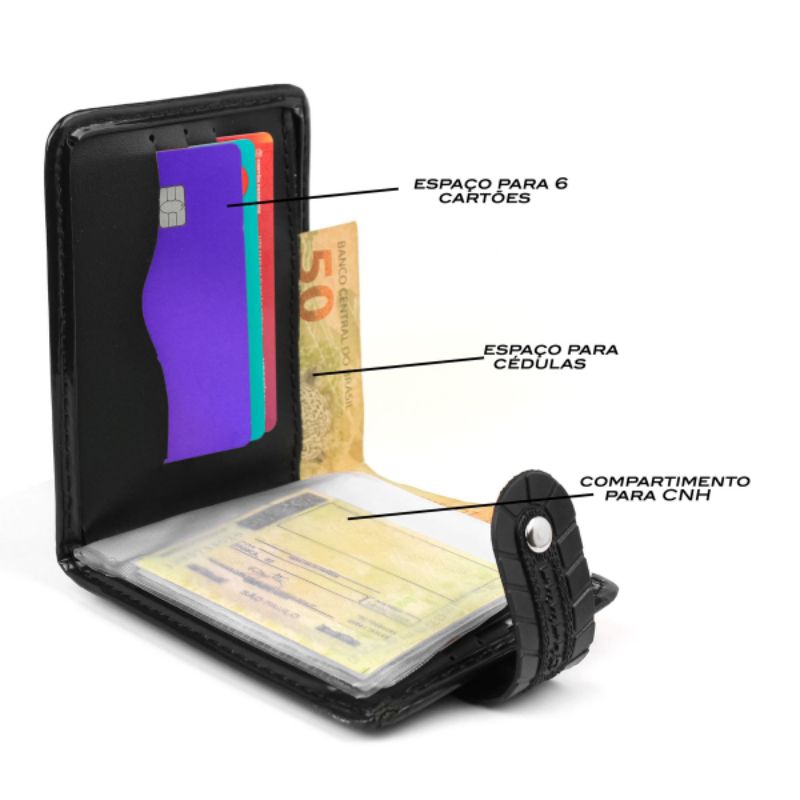 Carteira Masculina para guardar Cartão Cédulas Documentos e Moedas em Oferta na Shopee