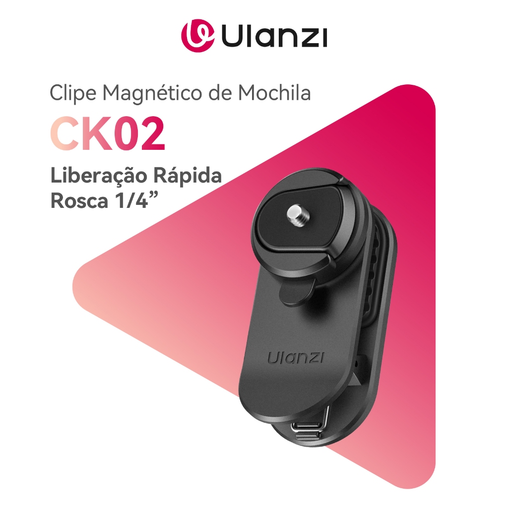 ULANZI CK02 Clipe Magnético de Mochila com Liberação Rápida Rosca 1/4” para Câmeras de Ação Celular