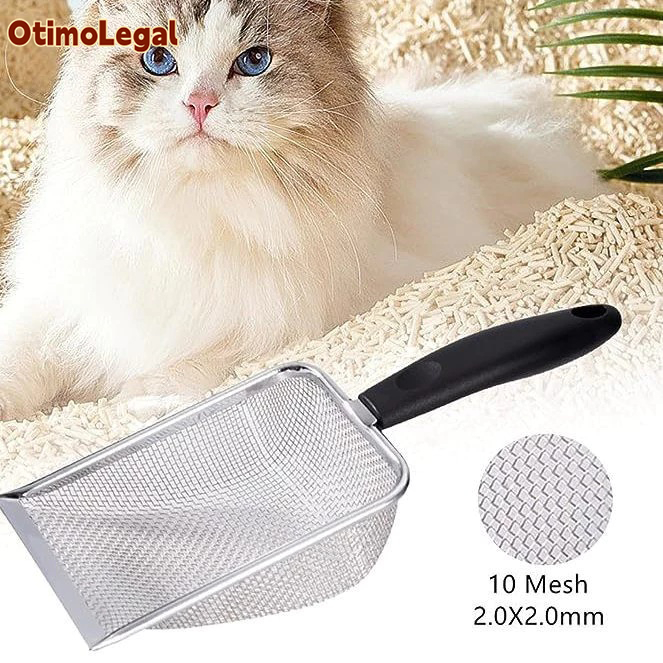 Pá Higiênica De Areia para Gatos Peneira Coletora Aço Inox