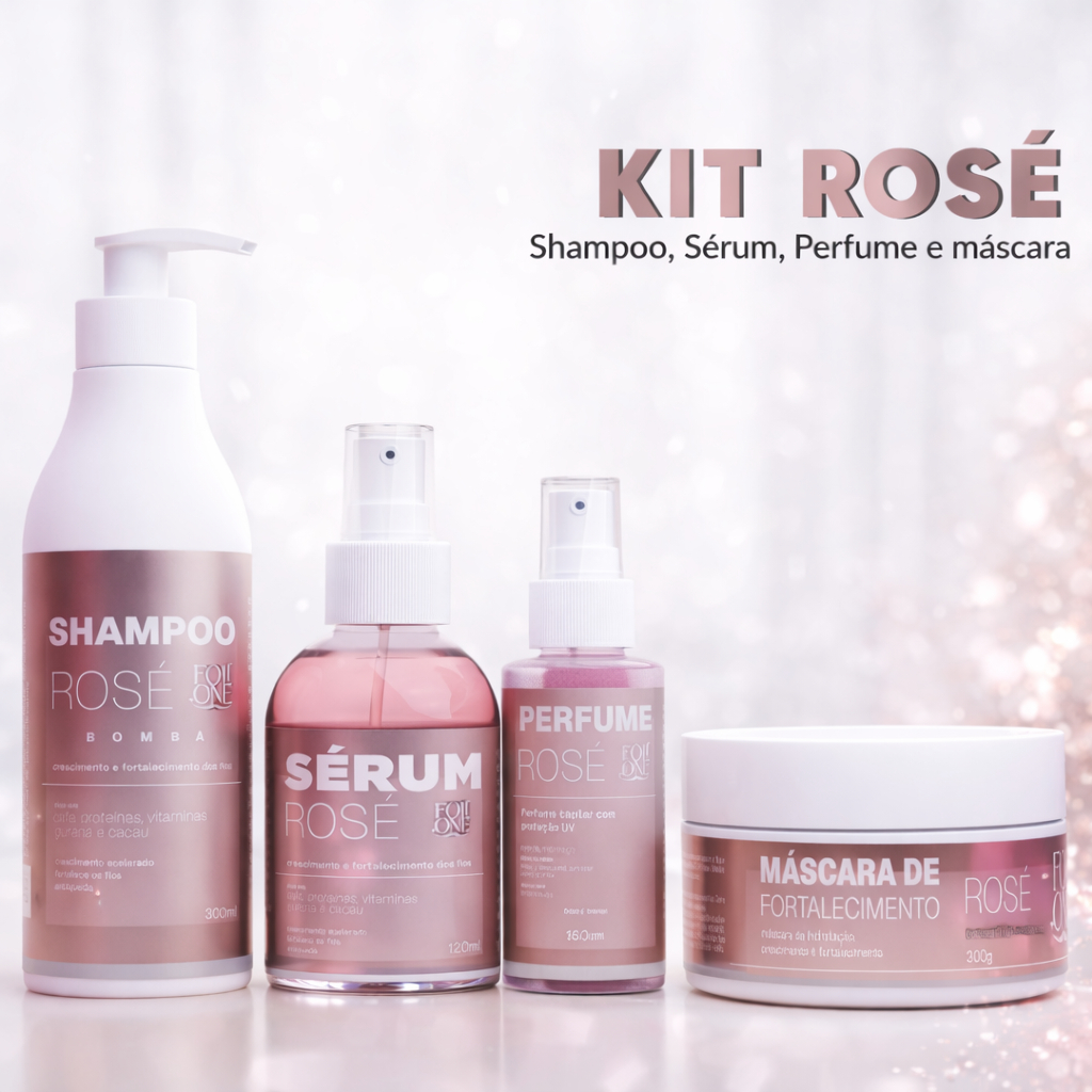 Kit Capilar Rosé Máscara, Shampoo bomba, Sérum Capilar Perfume Pra Cabelo