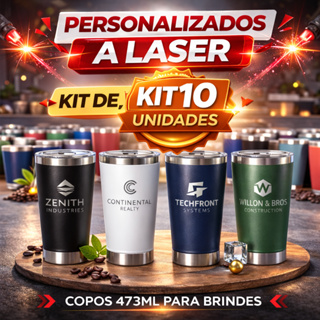 Kit 10 Copos Térmicos 473ml Personalizados – Gravação a Laser em Oferta na Shopee