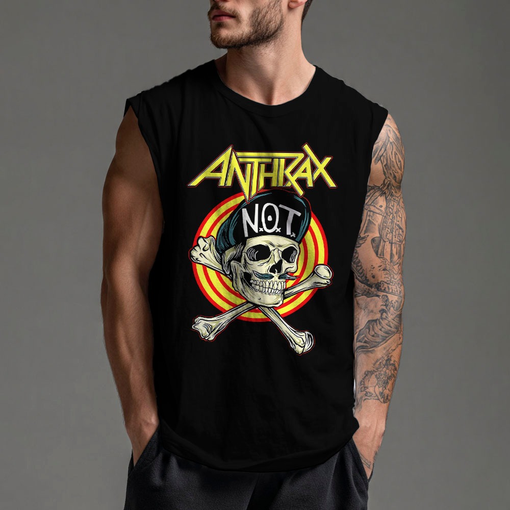 Regata Machão Camiseta Oversized em Algodão Anthrax Banda Thrash  Heavy Metal Not Man Death Black