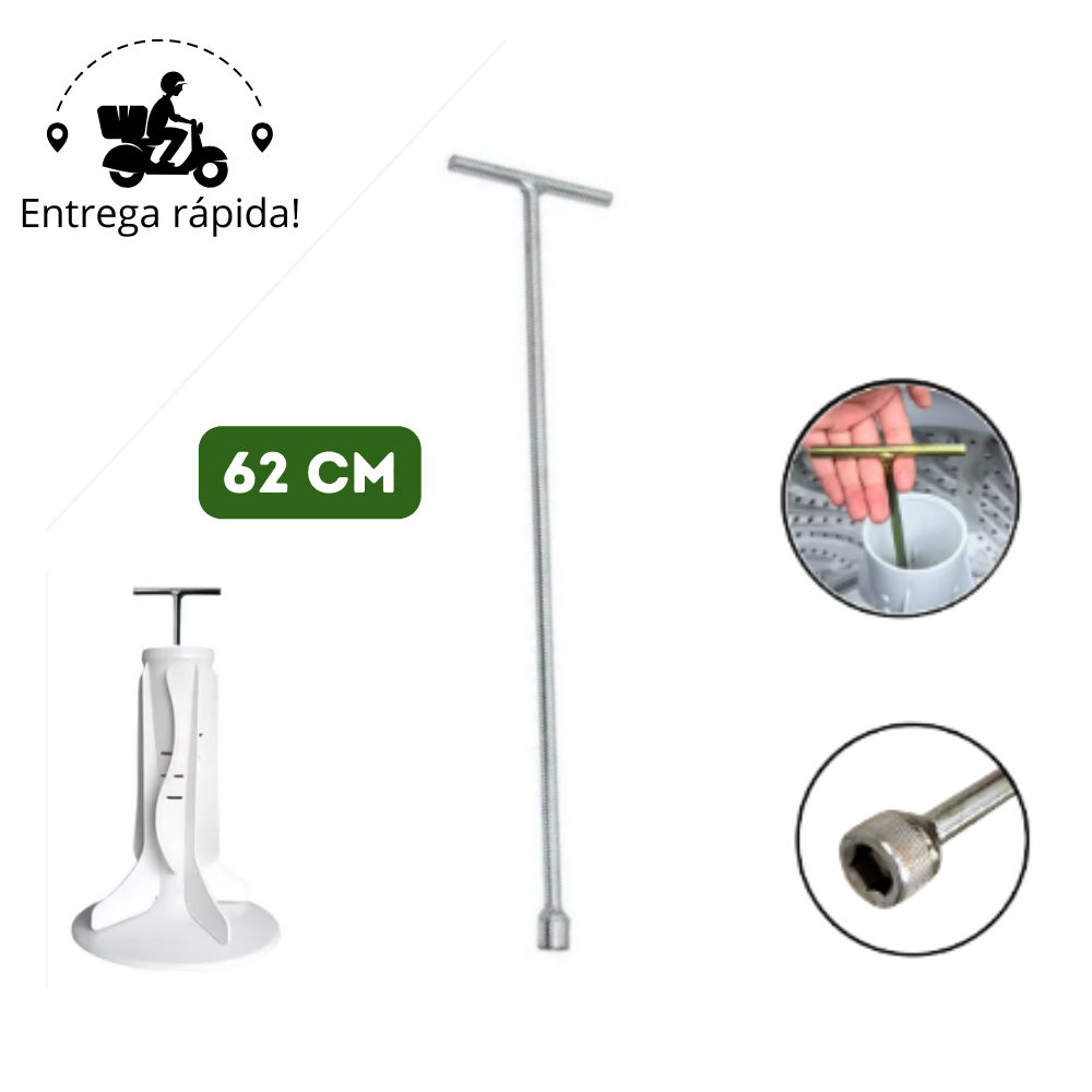 Chave T para Maquina de Lavar 10mm Longa 62cm Agitador Brastemp Electrolux