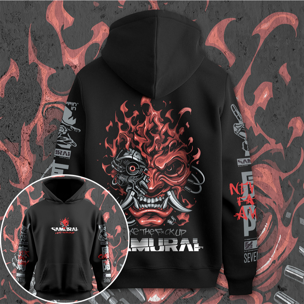 Moletom Canguru Blusa De Frio Samurai Wake The Night City Gang Cyberpunk Anime Game Unissex em Oferta na Shopee