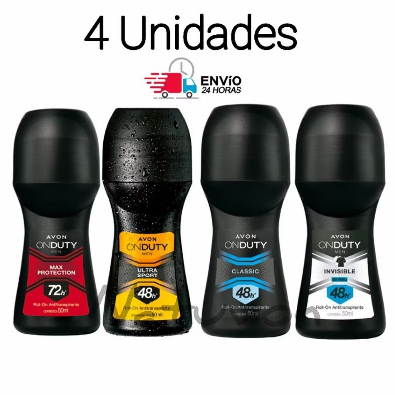 Kit 4 Desodorante Rollon Roll-on Avon On Duty Masculino 48h/72h kit c/4Un 50ml