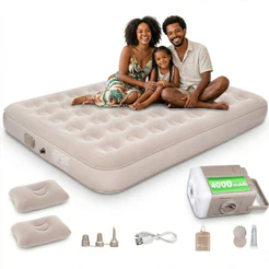 Colchão Inflável Casal Queen JOYFOX Bomba Elétrica Sem Fio Bateria Automático 203x152 Cama Extra