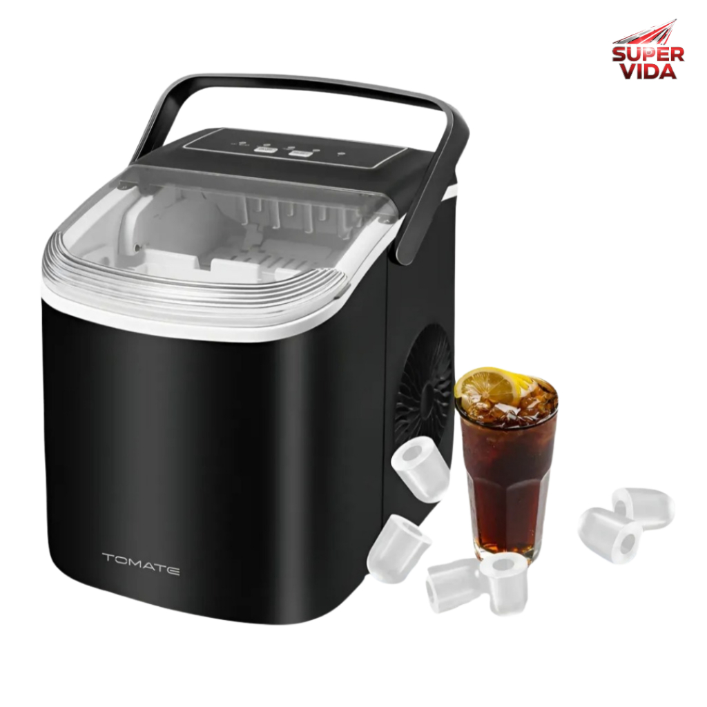 Máquina de gelo, com capacidade para produzir até 12 kg de gelo em 24 horas, 127V ou 220V, cor preta