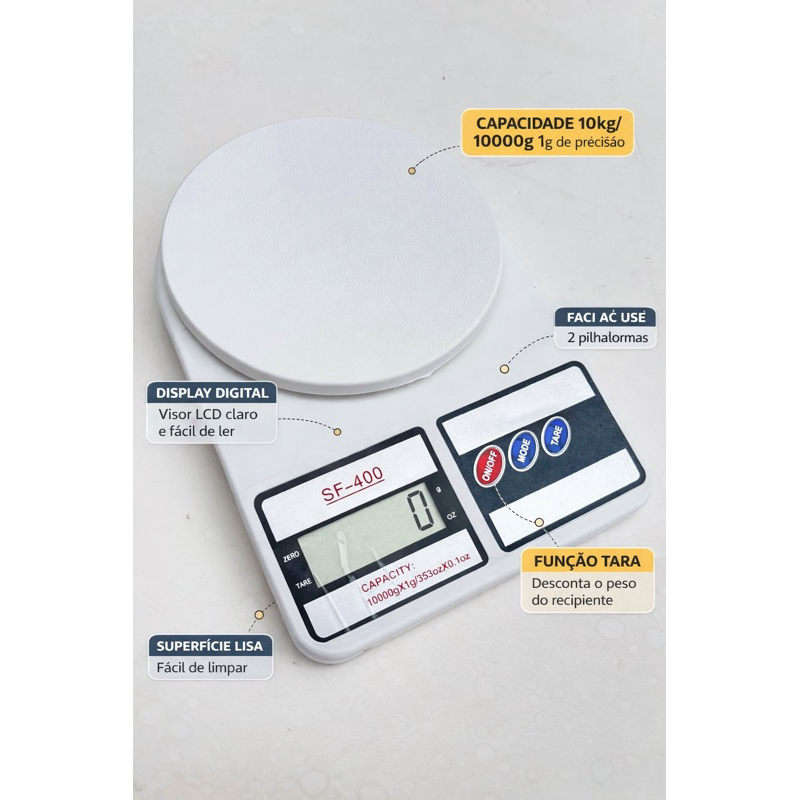 Balança digital de Balança Digital Precisão 10kg – Leve, Compacta e Confiável