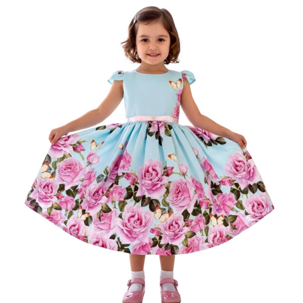 Vestido Infantil Menina Estampado Jardim Borboletas e FLORAIS VÁRIAS ESTAMPAS Blogueirinha branco em Oferta na Shopee