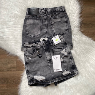 Shorts Saia Jeans Feminino Cintura Alta Com Elastano Modela Bumbum Clement Premium