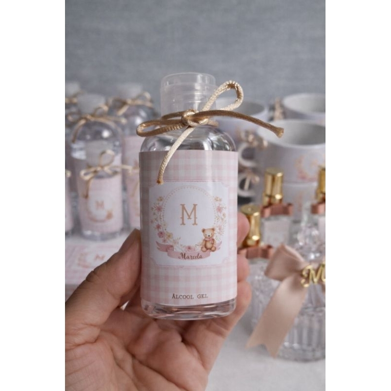 Lembrancinhas Personalizadas Frascos para Álcool Gel 60ml Lembrancinha Maternidade Nascimento chá revelação chá de bebê