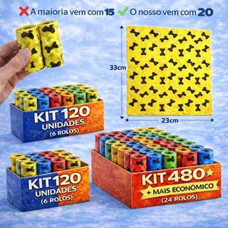 Kit 120/240/480 Unidades de Saquinhos Cata Coco Refil Rolinho Para Cachorro Gato Pet idea…